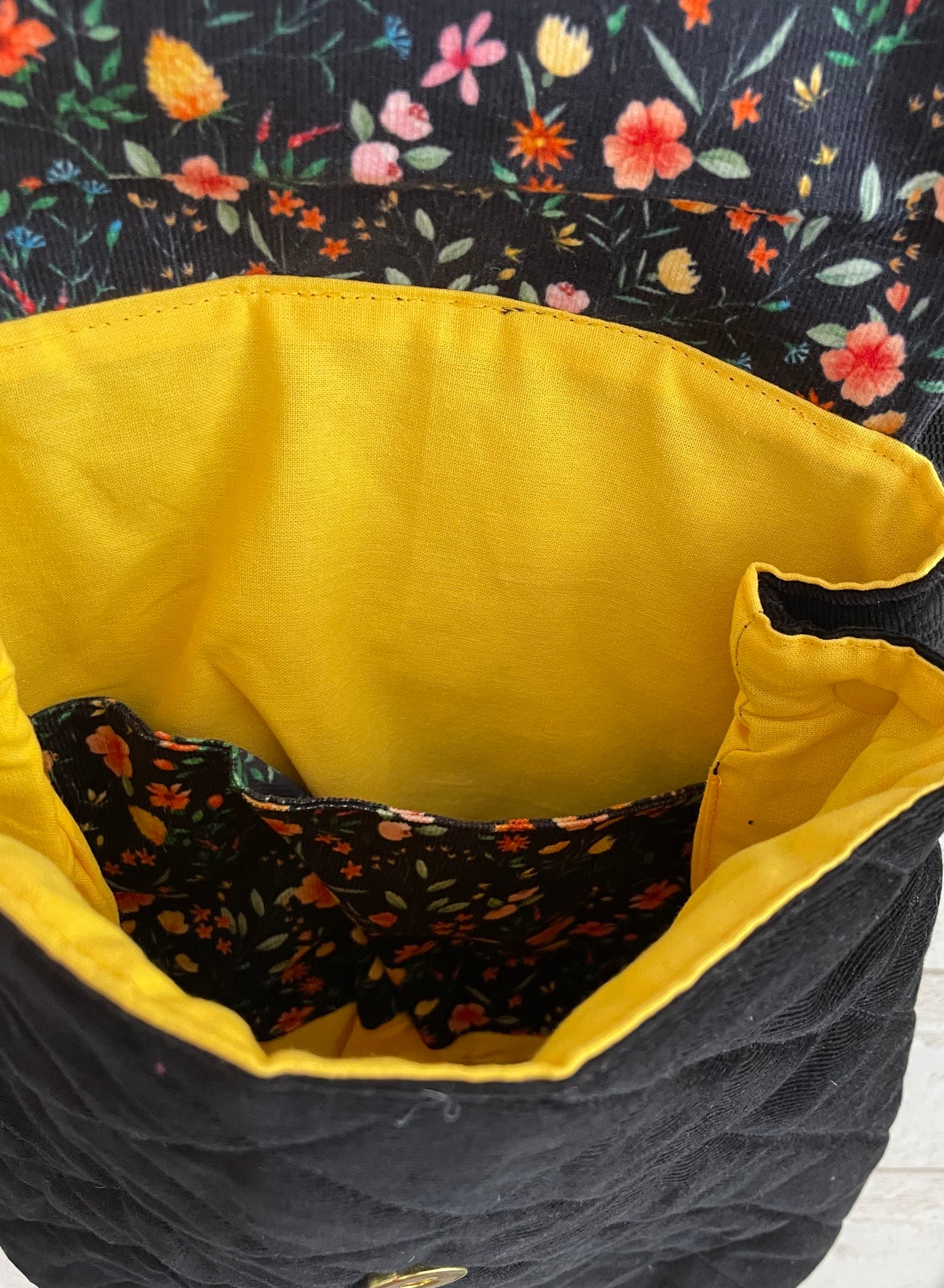 Sac à dos enfant - Fleurs et Velours noir