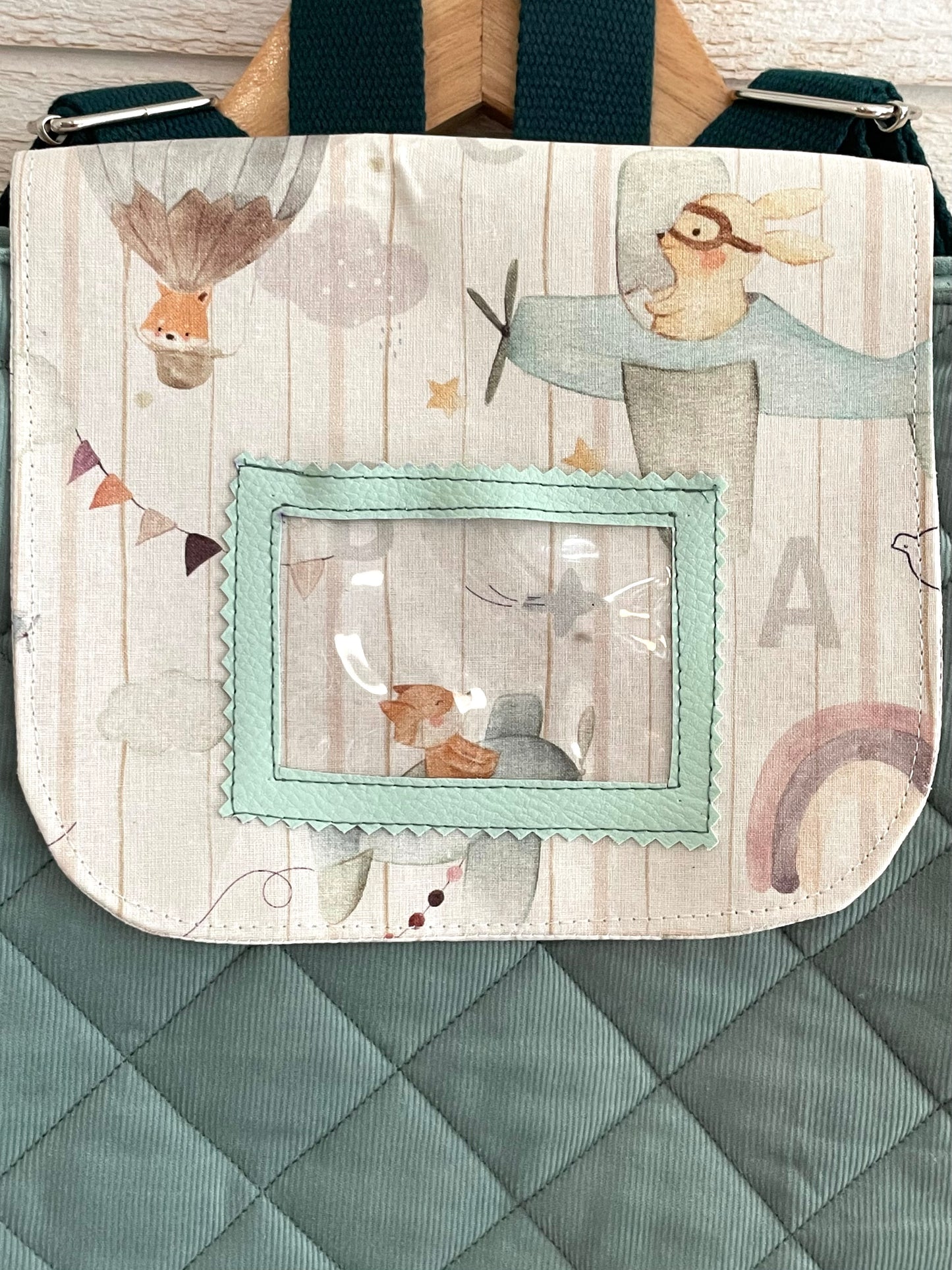 Sac à dos enfant - Avions et Velours menthe