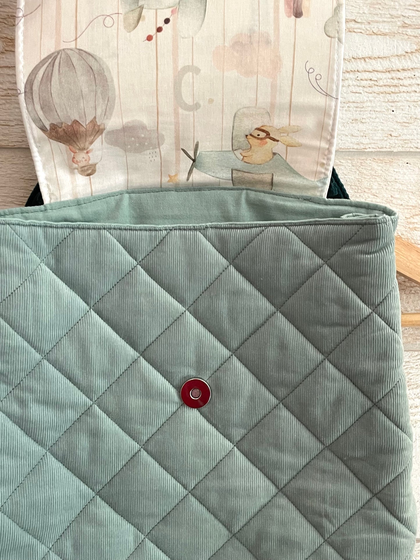 Sac à dos enfant - Avions et Velours menthe