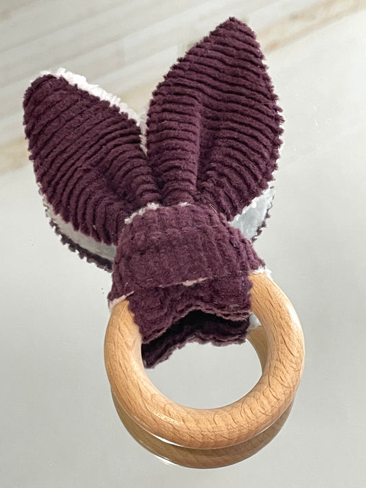 Anneau de dentition - Velours violet et Blanc