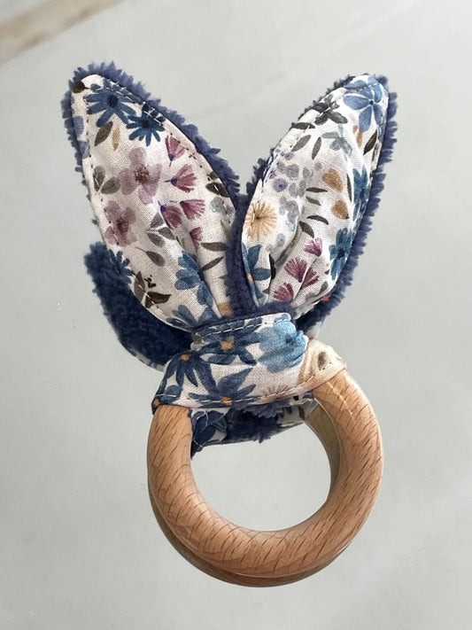 Anneau de dentition - Fleurs bleues et Bleu