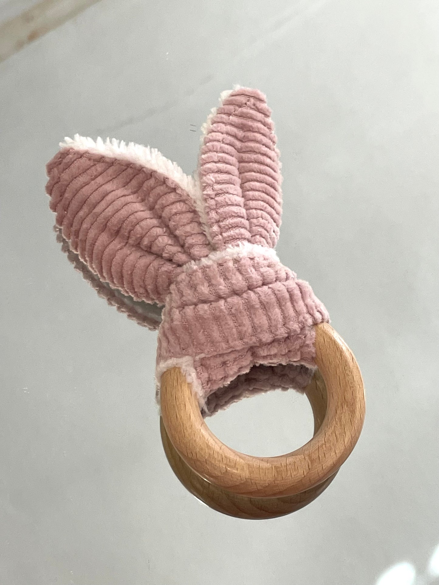 Anneau de dentition - Velours rose et Blanc