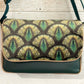 Sac à main en velours et similicuir - Paon vert