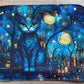 Set de table réversible - Chat et Chouette Nuit étoilée