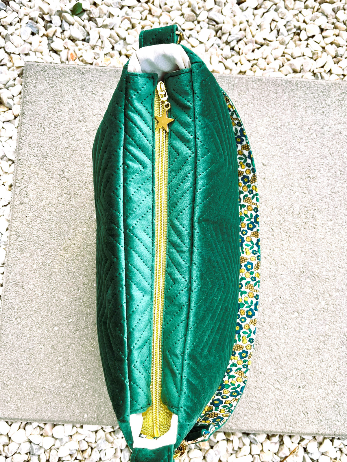 Sac à l'épaule - Velours à Chevrons Vert