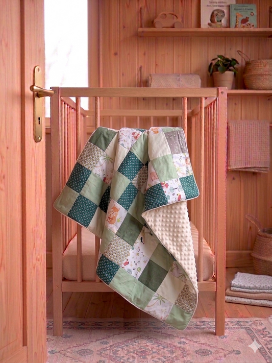 Couverture Patchwork - Verts et Ecru